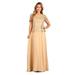 Fanny Fashion Womens Gold Pleated Embellished Bodice Evening Gown