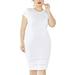 UKAP Womens Plus Size Short Sleeve Dress Crew Neck Midi Dress Solid Color Bodycon Business Pencile Dresses Size XL-5XL
