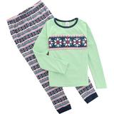 Lands' End G FLEECE GRAPHIC PJ SET Fairisle 6 NEW 475395