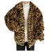 MIARHB Men Leopard Winter Warm Outdoor Woolen Faux-Fur' Coat Collar OverCoat Women Coat Women Coat