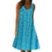 Niuer Women Sleeveless Midi Dress Summer Floral Print Flowy Dress Scoop Neck Beach Holiday Dress S-4XL