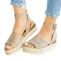 Azrian Woman Summer Sandals Open toe Casual Platform Wedge Shoes Casual Canvas Shoes