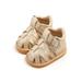Luxsea Infant Baby Boys Girls Sandals Cute Non-slip Closed Toe Summer Rubber Sole Hook&Loop Newborn Toddler Prewalkers First Walking Shoes, White/Black/Gold/Brown, 1 Pair