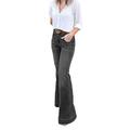 UKAP High Waist Jeans Flare Pants For Lady Stretch Bell Bottom Denim Trousers Jeggings With Pockets