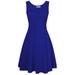 Very Ann Women Sleeveless Round Neck A-line Tank Party Dress Color:Blue Size:S