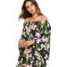 Sexy Women Summer Dresses Off Shoulder Floral Bohemian Spaghetti Strap Button Down Swing Midi Dress with Pockets Vestidos