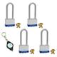 Master Lock 1DLJ Laminated Steel Pin Tumbler Padlock (4 Pack) + Keychain Light