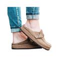 Women's Flat Shoes Women's Shoes Slippers Slip On Retro Suede Buckle Casual Shoes Rubber+PU