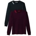 Daxton Premium Virginia Men Long Sleeves T Shirt Ultra Soft Medium Weight Cotton, 2Pk Wine Red Black White XS