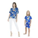 Matching Mother Son Hawaiian Luau Outfit Shirts in Hibiscus