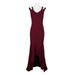 Adrianna Papell Embellished V-Neck Cutout Shoulder Sleeveless Bodycon Zipper Back Flutter Solid Crepe Dress-GARNET