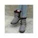 LUXUR Waterproof Winter Women Shoes Snow Boots Faux Wool-lined Warm Mid Calf Boot