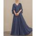 Women's A-Line V-neck Floor-Length Chiffon Lace Mother of The Bride Dress