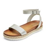 DREAM PAIRS Women's Open Toe Espadrille Platform Sandals Soft Comfort Summer Shoes Classic KATHY SILVER/PU Size 10