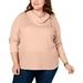 Tommy Hilfiger Womens Performance Plus Size Pink Waffle Knit Cowl Neck Top 2X