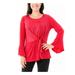 NY COLLECTION Womens Red Embellished Bell Sleeve Scoop Neck Top Size PXS