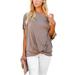 Half Sleeve T Shirt for Women Casual Solid Color Tie Front Top Sexy Cold Shoulder Shirt Blouse Tunic Shirts Tops