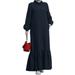 ZANZEA Women Long Sleeve Muslim Fishtail Hem Long Dress Puff Sleeve Elegant Dresses