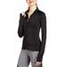 Women's Black Full Zip Athleisure Active Long Sleeve Mesh Yoga Fitted Running Sweater Jacket