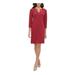 TOMMY HILFIGER Womens Burgundy Embellished Zippered 3/4 Sleeve V Neck Knee Length Sheath Wear To Work Dress Size 2P