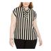 BAR III Womens Black Striped Sleeveless Tie Neck Top Size 3X