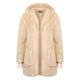 Women's Hooded Placket Jacket With Pocket Winter Fleece Fur Jacket Open Front Hooded Cardigan Coat Outwear Apricot 3XL Size