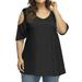 MAWCLOS Women Off Shoulder Tee Shirt Summer Beach Boho Floral Tunic Blouse T-shirt Lady Plus Size Casual Loose Short Sleeve Tops