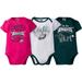 NFL Philadelphia Eagles Baby Girls Short Sleeve Bodysuit Set, 3-Pack