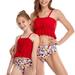 LA HIEBLA Family Bikini Set Ruffle Camisole and High Waist Panty Swimsuit