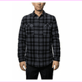 Voyager MENS Polar Fleece Shirt Jacket Snap Plaid Gray M