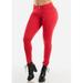 Womens Juniors Red Mid Rise Skinny Pants - Classic Plain Pants - Casual Stretchy Pants 10261P