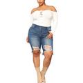 New Women Mid Waist Skinny Stretch Jeans Jegging Shorts Capri Cropped Zip Pants Ladies Plus Size Vintage Ripped Summer Denim Jean Shorts Trouser