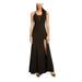 EMERALD SUNDAE Womens Black Spaghetti Strap V Neck Maxi Sheath Evening Dress Size XXS