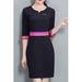 Junior Contrast Waist Notch Neck Bodycon Dress