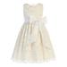 Little Girls Champagne Jasmine Lace Bow Flower Girl Dress