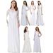 Ever-Pretty Womens V-neck High Waist Side Split Long Formal Dress for Women 0739B White US8