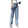 luethbiezx LM Women's denim Wide-leg Pants Loose High-waisted Straight-leg Pants