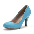 DREAM PAIRS Arpel Women's Formal Evening Dance Rhinestones Classic Low Heel Pumps Shoes ARPEL BLUE/SUEDE Size 5