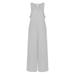 Tuscom Women Fashion Solid Color Jumpsuit O-Neck Sleeveless Home Pockets Jumpsuit Ladies Pajamas Loungewear Long Lounge Wear Long Pants