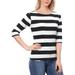 Unique Bargains Women's Boat Neck Elbow Sleeves Stripes Tee Shirt Blouse