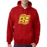True Way 1286 - Adult Hoodie Pew Pew Pew Pew Star Laser Beam Shooter Wars Sweatshirt Medium Red