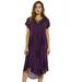 Riviera Sun Lace Up Acid Wash Embroidered Dress Short Sleeve Dresses for Women (Purple, Medium)