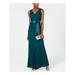 ADRIANNA PAPELL Womens Green Lace Sleeveless V Neck Tea-Length Sheath Evening Dress Size 4