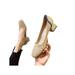 LUXUR Women Pointed Toe Square Toe Chunky Heels Slip On Pumps Shoes Mules Solid Color