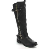 Forever Link Mango-21 Buckled Zippered Lady Riding Boot (7.5, Black)