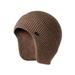 Men Knit Cap Aviator Bomber Winter Warm Beanie Plain Hat Ear Flap Ski Skull Cap