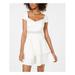CRYSTAL DOLLS Womens White Short Sleeve V Neck Mini Fit + Flare Party Dress Size 0
