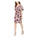 CONNECTED APPAREL Womens Burgundy Floral Short Sleeve V Neck Above The Knee Sheath Cocktail Dress Size 10P
