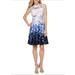 Gabby Skye Womens Cut out Printed Floral Fit and Flare Dress