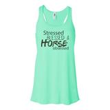 Equestrian Tank Top, Stressed Blessed And Horse Obsessed, Horse Racerback, Horse Tank Top, Women's Racerback, Equestrian Lover, Horse Lover, Mint , LARGE